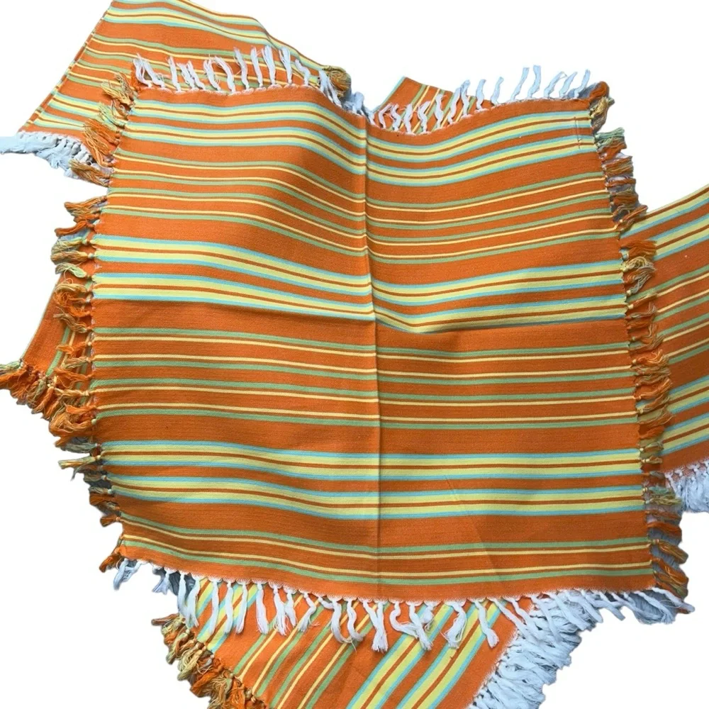 Sunset Stripe Dreams NEW fringe trim set 6 napkins